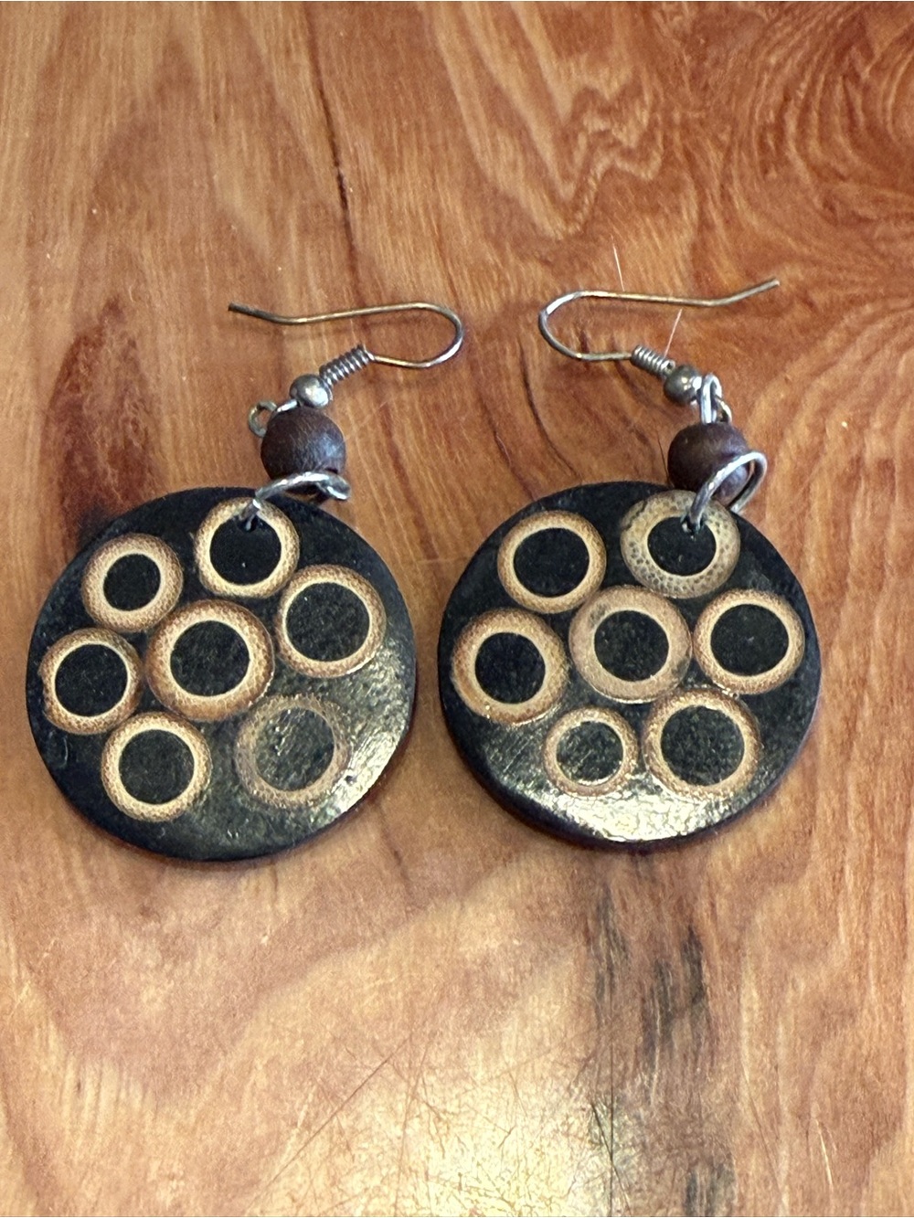 Handcrafted Black & Gold Circular Pattern Drop Earrings - Women Jewelry